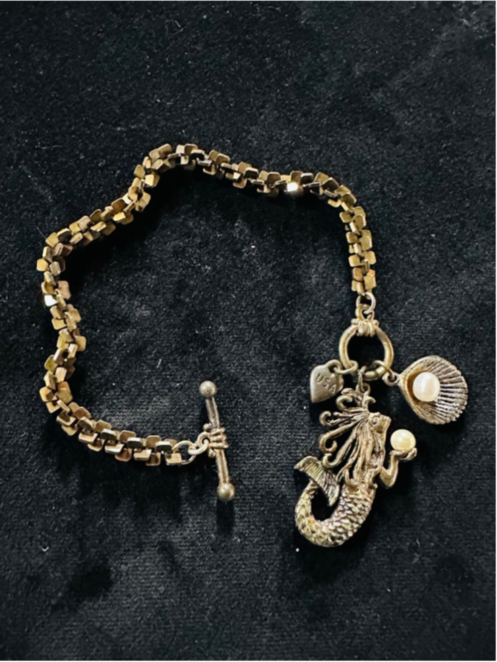 Women's Sweet Romance Bronze Mermaid Charm Bracelet Summer